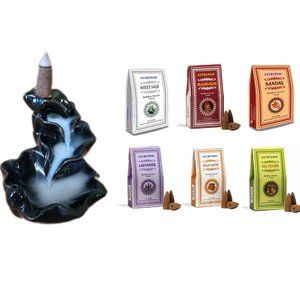 Ayurvedic Backflow Cones with Backflow Incense Burner Holder - Rare
